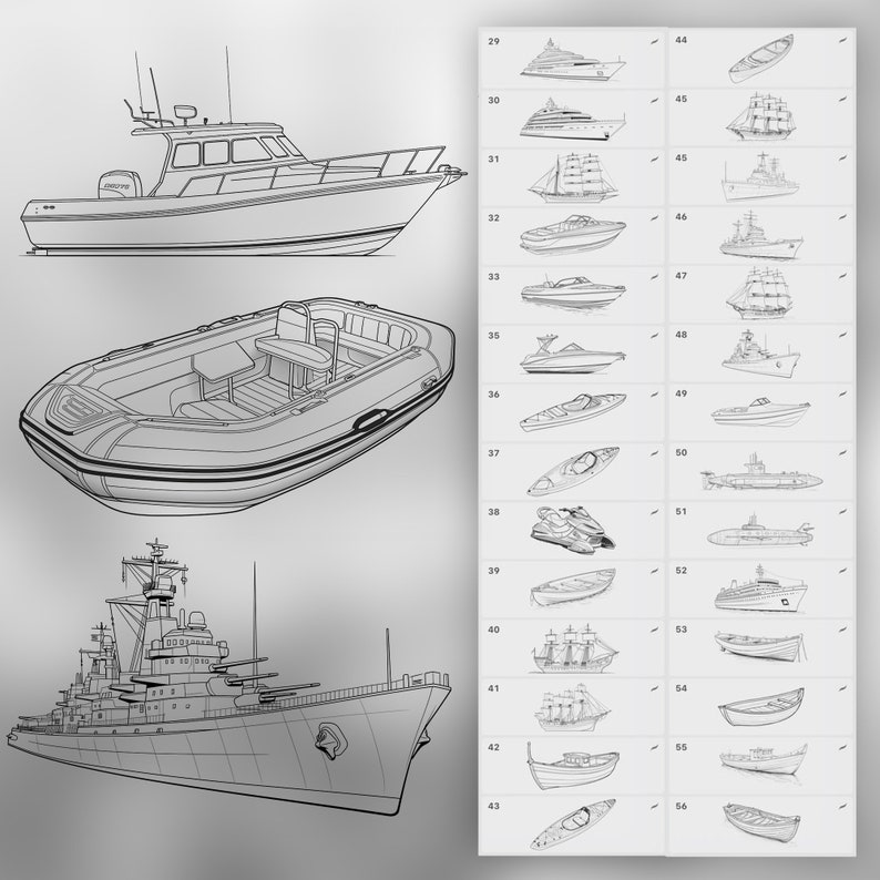 100 Procreate Watercraft Stamp Brushes | Procreate Ships Stamp Brushes ...