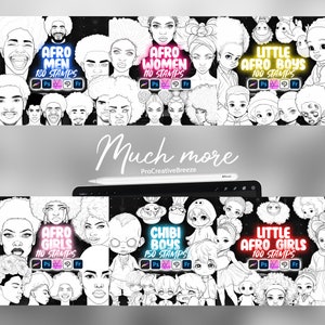 100 Procreate Afro Little Girls Stamps | Procreate Afro Kids Stamps ...