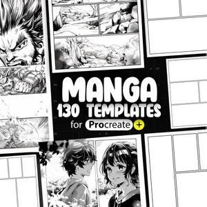 133 Modelos de Storyboard de Mangá Procreate e Pincéis de Meio-tom, Modelos de Quadrinhos Procreate, Pincel de Quadrinhos Procreate, Storyboard de Quadrinhos Procreate