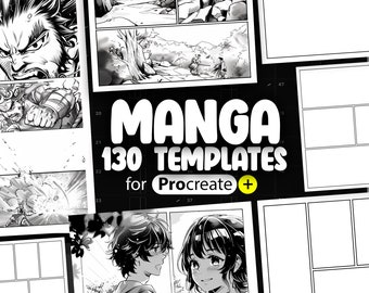 133 Procreate Manga Storyboard Templates and Halftone Brushes, Procreate Comic Templates, Procreate Comic Brush, Procreate Comic Storyboard