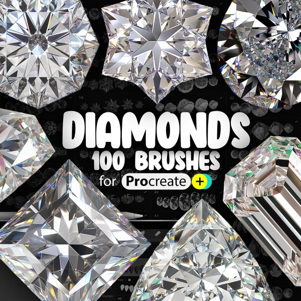100 pinceaux diamants Procreate | Pinceaux Procreate Jewels | Pinceaux Procreate Gems | Procréer des pinceaux tendance | Procréer des pinceaux scintillants