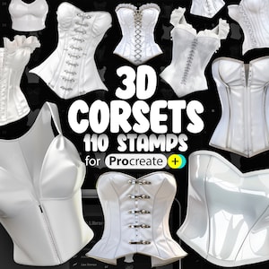 110 Procreate 3D 女性コルセット スタンプ ブラシ | Procreate ファッション 洋服 | Procreate ビスチェ スタンプ | Procreate ビクトリア朝コルセット スタンプ