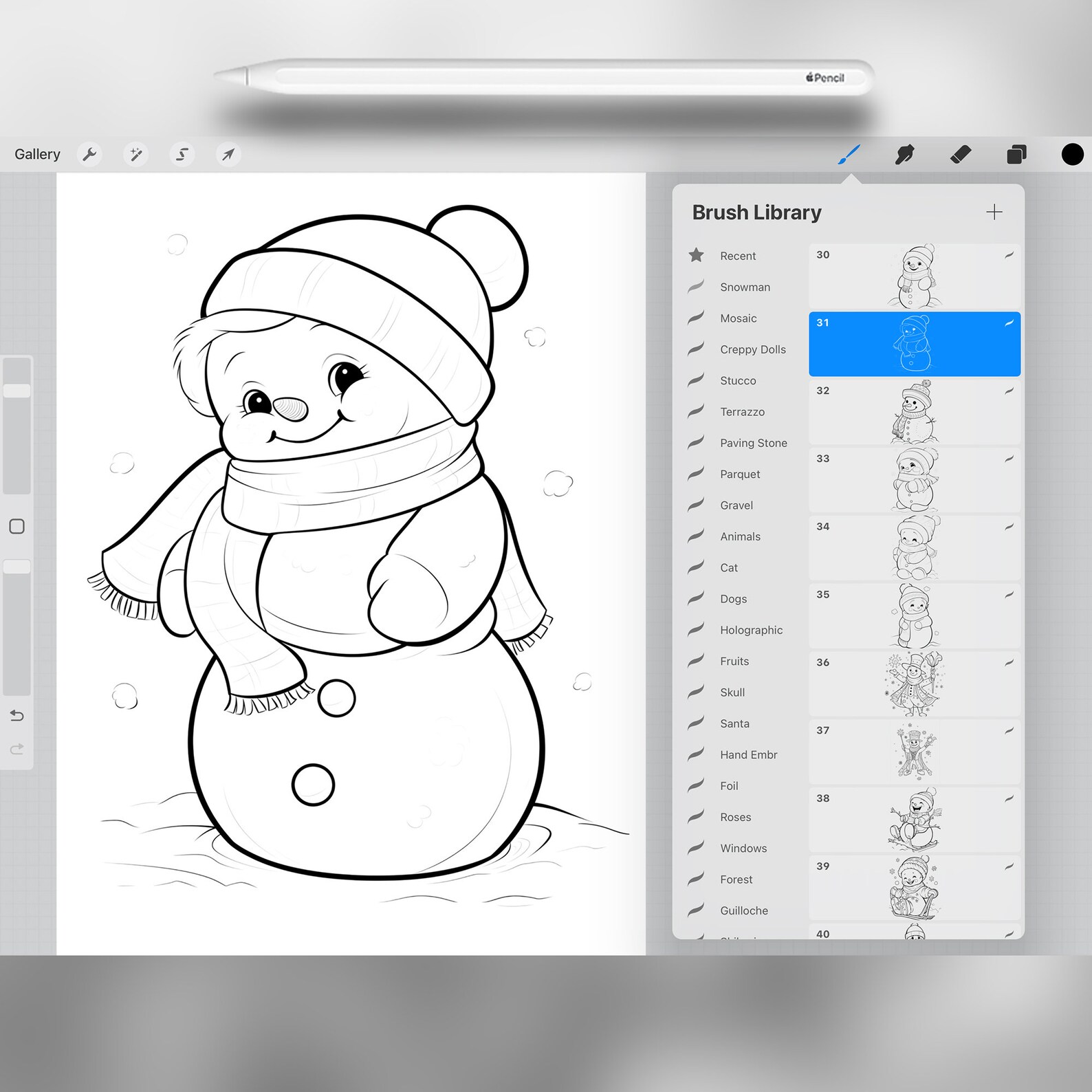 50 Procreate Snowman Stamps | Procreate Winter Stamp Brushes ...