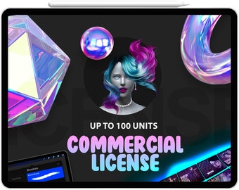 Commercial License: Up to 100 units of goods for sale