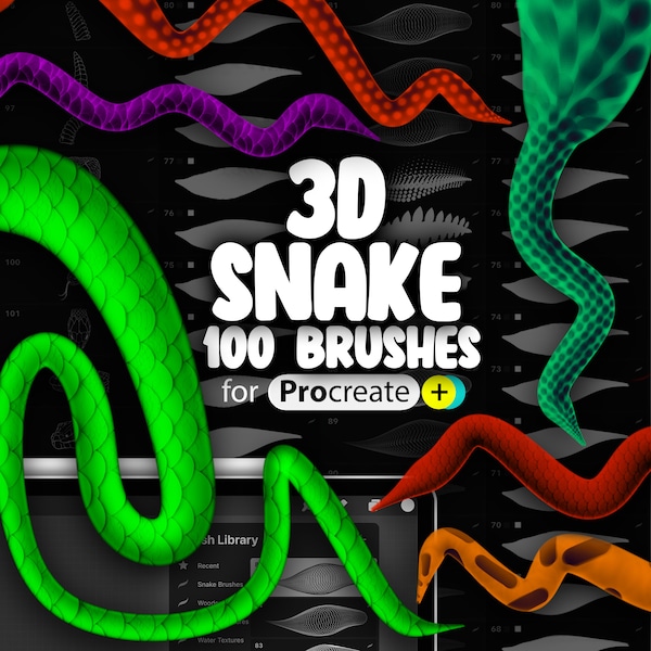 100 Procreate 3D Snake Brushes | Procreate 3D Brush | Procreate Snake Scale Brush | Procreate Snake Skin Brush | Procreate Snake Spine