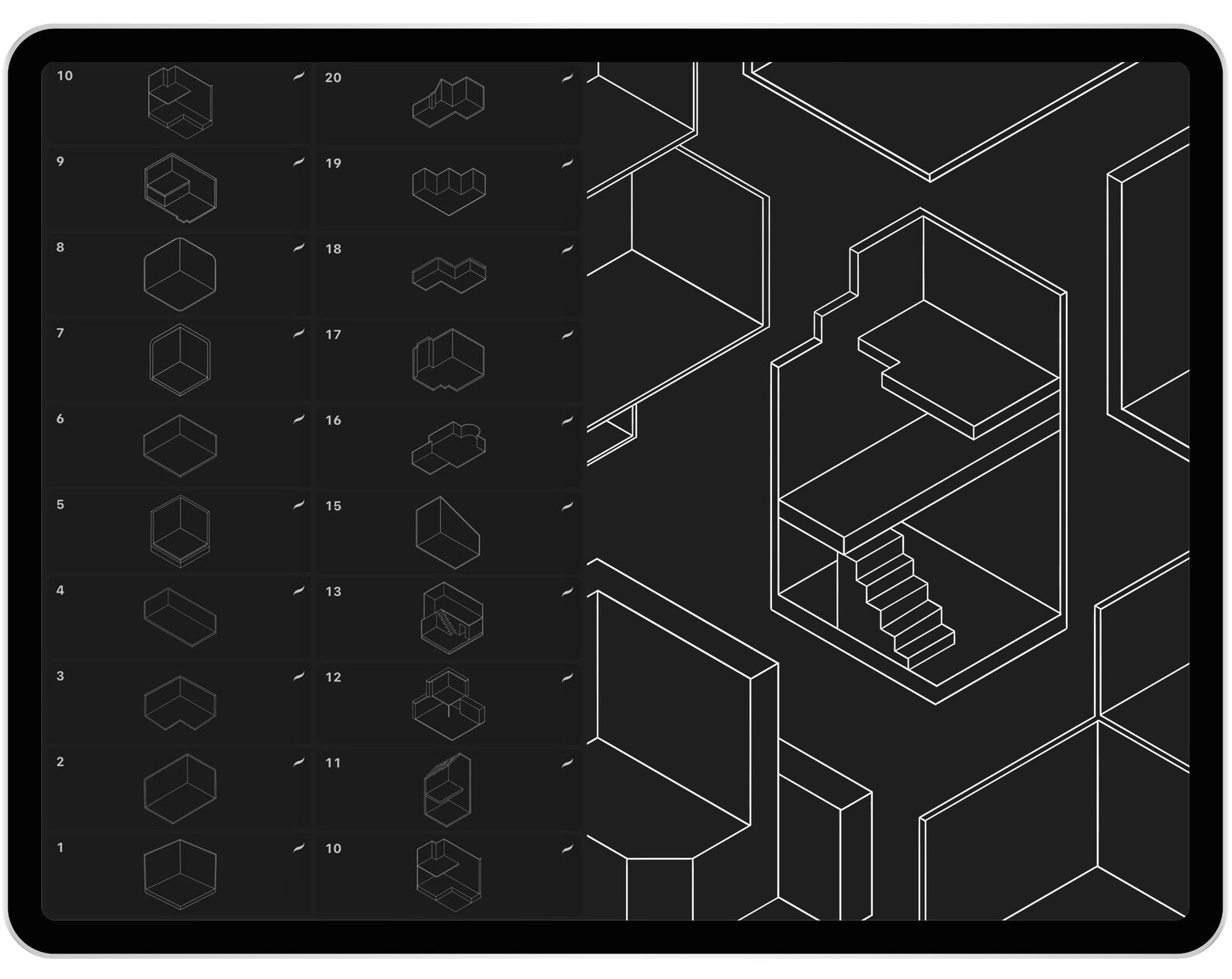 40 Isometric Blocks Brush for Procreate, Room Isometric Brush for ...