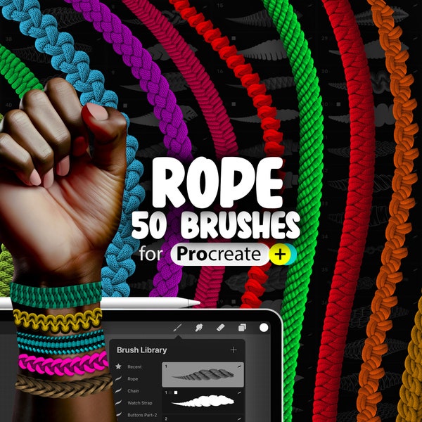 50 Procreate Rope Brushes | Procreate Nodes Brush | Procreate Bracelets Brush | Procreate Jewelry Brush  | Procreate Ropechain Brush