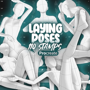 110 Manga Procreate Laying Poses Stamp Brushes | Anime Laying Poses Stamps for Procreate | Procreate Anatomy Poses Reference for Procreate