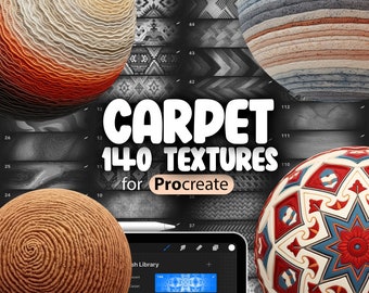 140 Procreate moquette texturée | Brosses sans couture à motif procréation de tapis | Procréer une texture de tissu | Procréer un motif de tissu