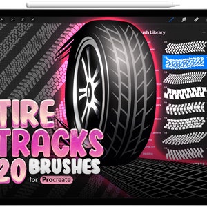 20 Procreate Tire Tracks Brushes, Procreate Tire Mark Brushes, Tire Tread, Mud Tire Brush, Motorcycle Tire Brush, Car Tire Tracks Brush