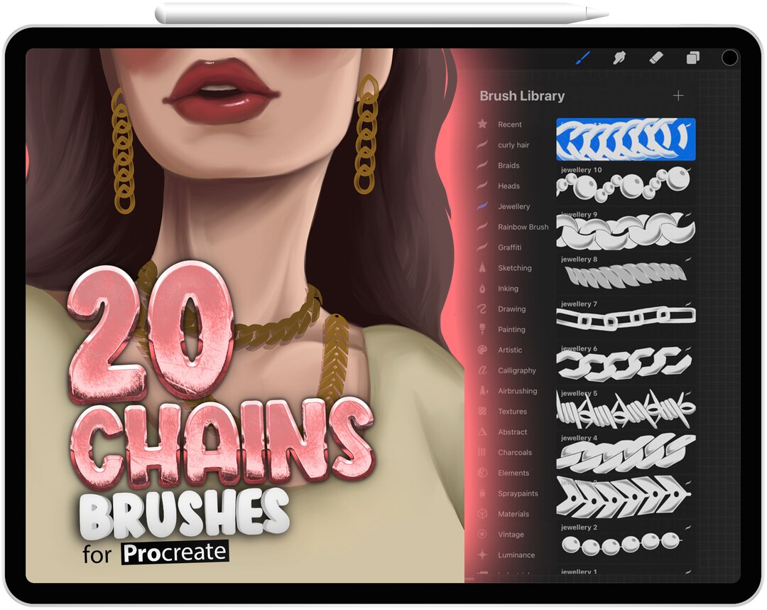 30 Procreate Jewelry Brushes Procreate Chain Brushes Etsy
