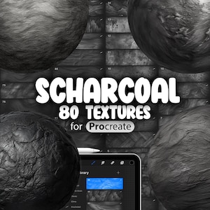 80 Procreate Charcoal Textures | Procreate Charcoal Brushes | Charcoal Procreate Seamless Pattern Brushes | Procreate Charcoal