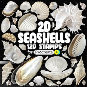 120 Procreate 2D Seashells Stamps | Procreate Sea Shells | Procreate Nautical Brushes | Procreate Marine Life | Procreate Ocean Shells