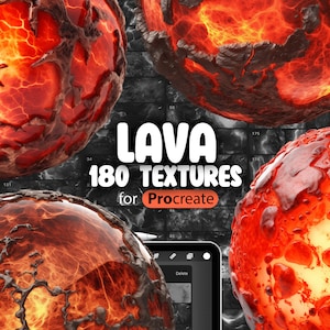 180 Procreate Lava Textures | Procreate Flowing Lava Brush | Procreate Cracked Lava Brush | Procreate Glowing Lava Brush | Volcanic Brush