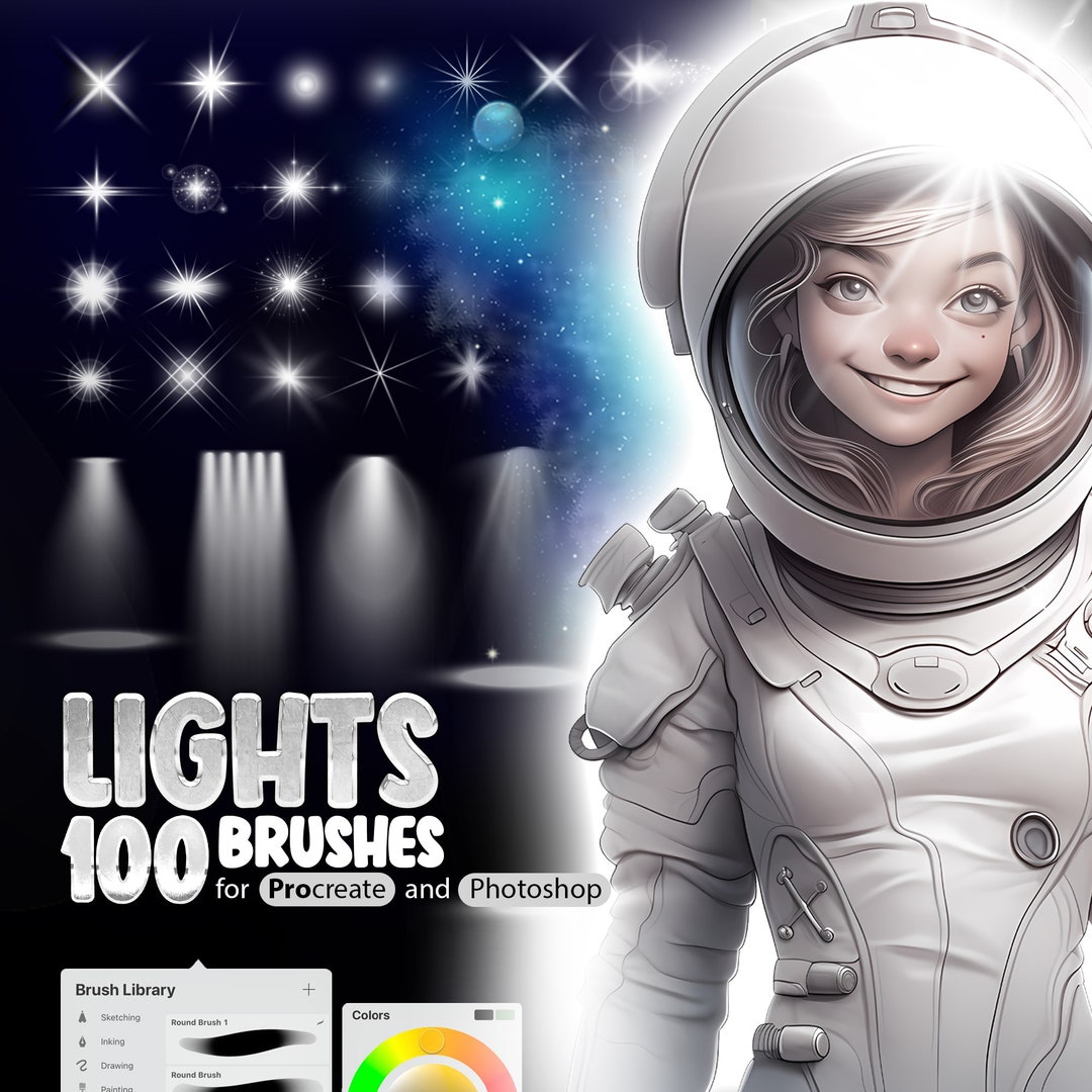 100 Lights Brushes for Procreate, Procreate Light Effect Brushes