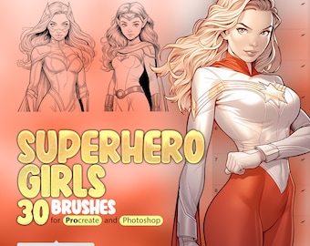 30 superheldenmeisjes planten zich voort Stempelborstels, planten superheldenvrouwen voort, planten zich superhelden voort, planten superheldenstrips voort, superheldenmanga