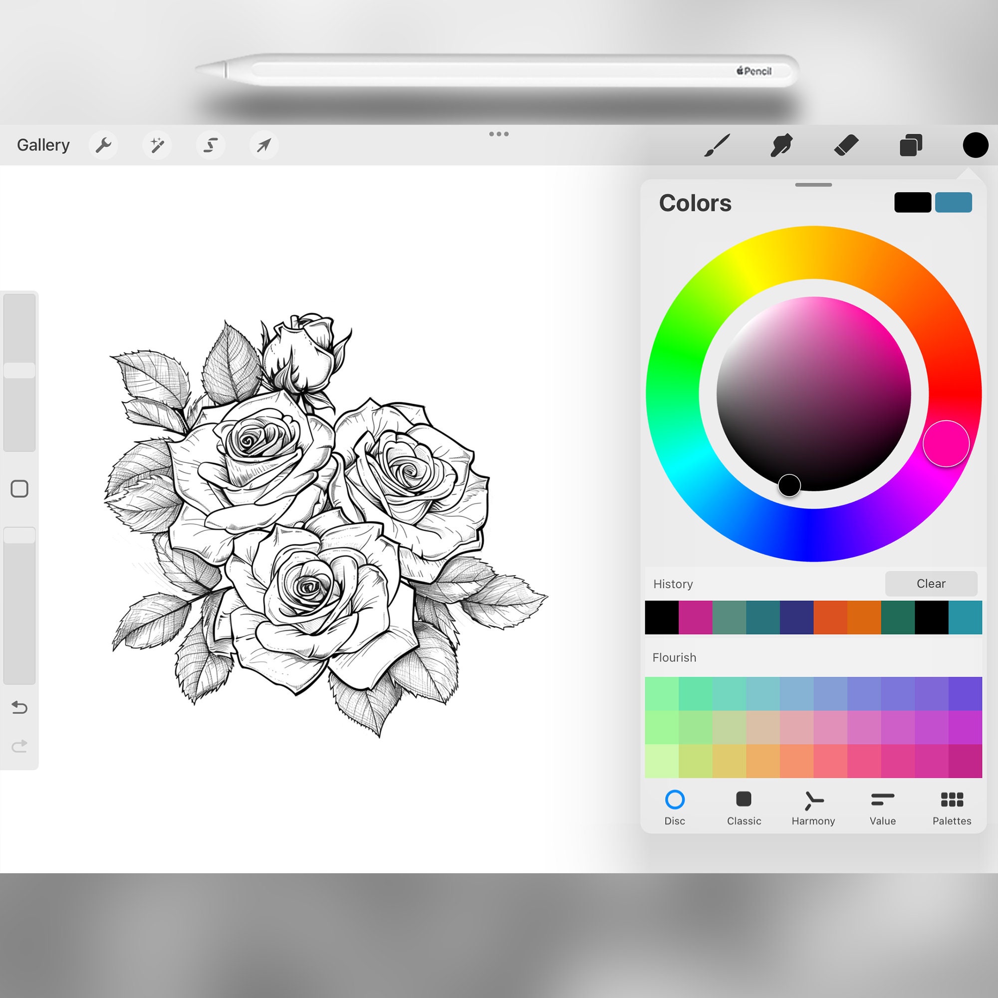 100 Procreate Roses Stamp Brushes | Photoshop Roses Brush | Clip Studio ...