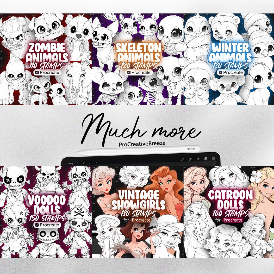 150 Procreate Voodoo Dolls Stamp Brushes | Procreate Creppy Doll Stamps ...