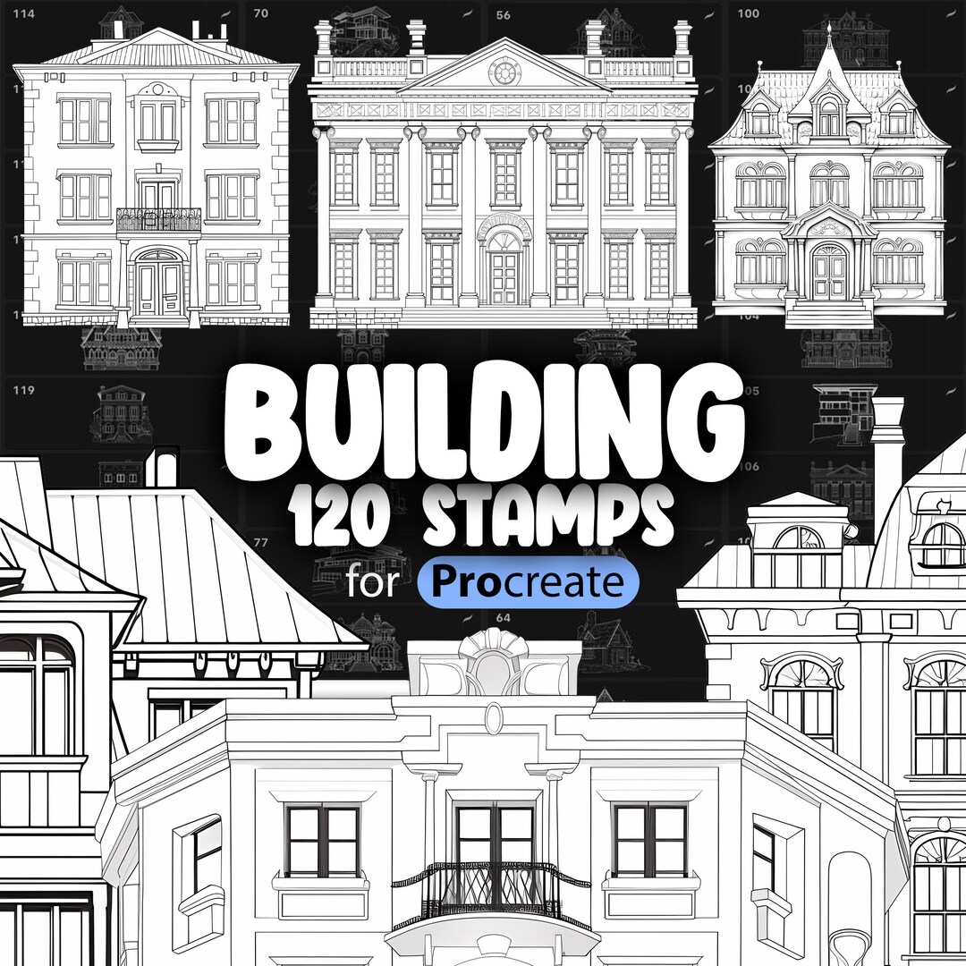 120 Procreate Buildings Sketches Stamp Brushes Architecture Procreate ...