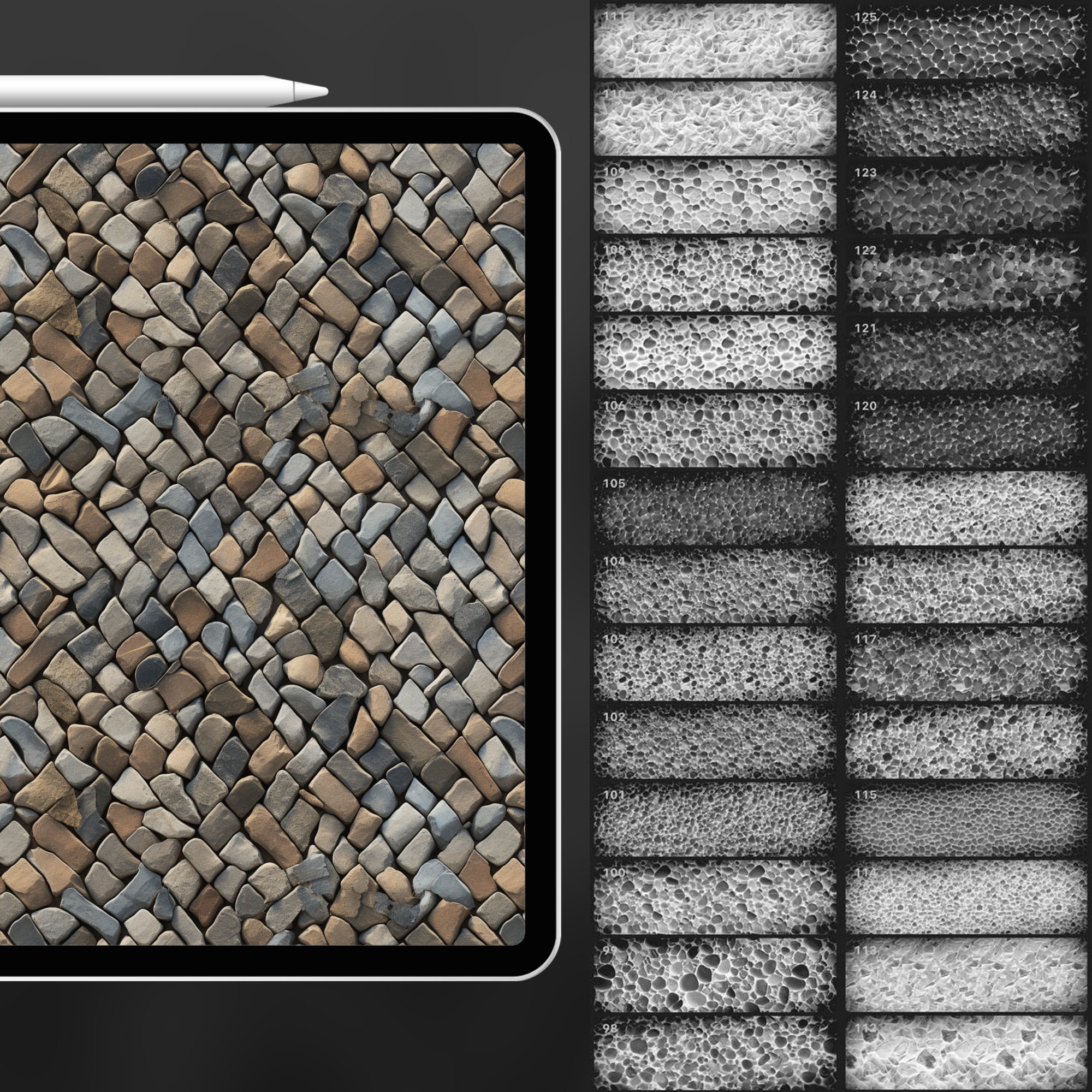Procreate Draw Stone 120 Procreate Gravel Textures | Stone Gravel Procreate Seamless Pattern ...