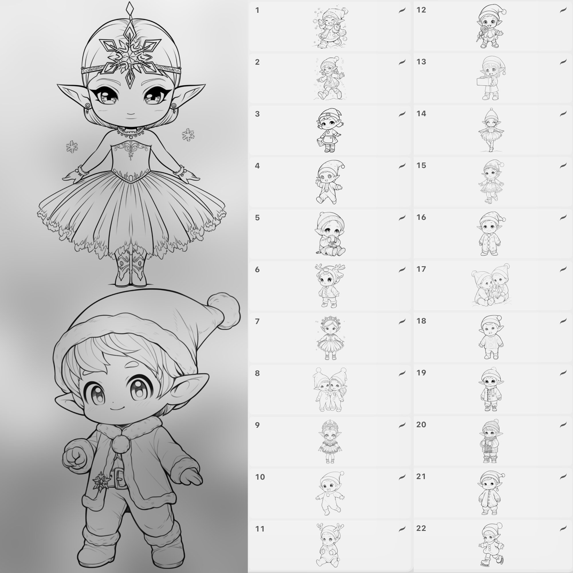 100 Procreate Christmas Elves Stamps | Photoshop Xmas Elf Brushes ...