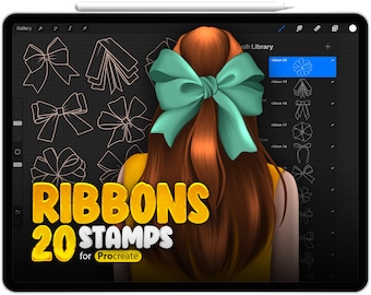 20 Procreate Bow Stamp Brushes, Procreate Ribbons Stamp Brushes, Procreate Hair Bow Brush