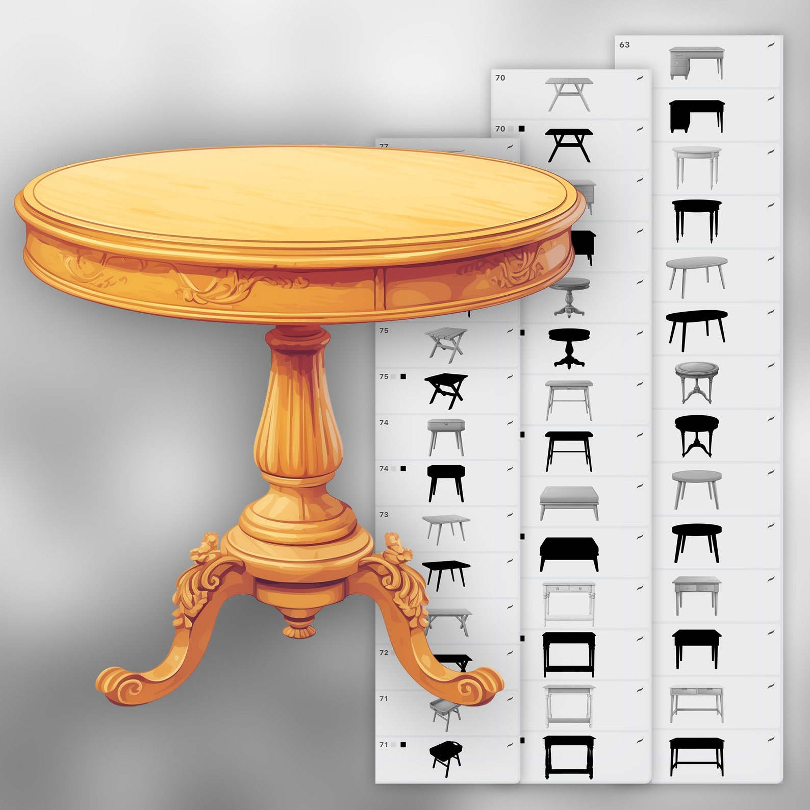 100 Procreate Tables Stamp Brushes | Procreate Furniture Stamp Brushes ...