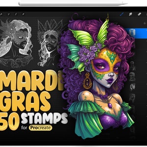 50 Procreate Mardi Gras Stamp Brushes, Procreate Girl Woman Female Mardi Gras Stamp, Procreate Male, Man, Mardi Gras Stamp, Carnival Costume