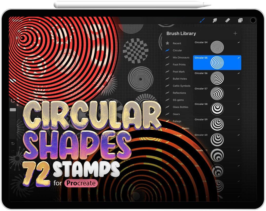 72 Procreate Circular Shapes Stamp Brushes Procreate Spiral Etsy