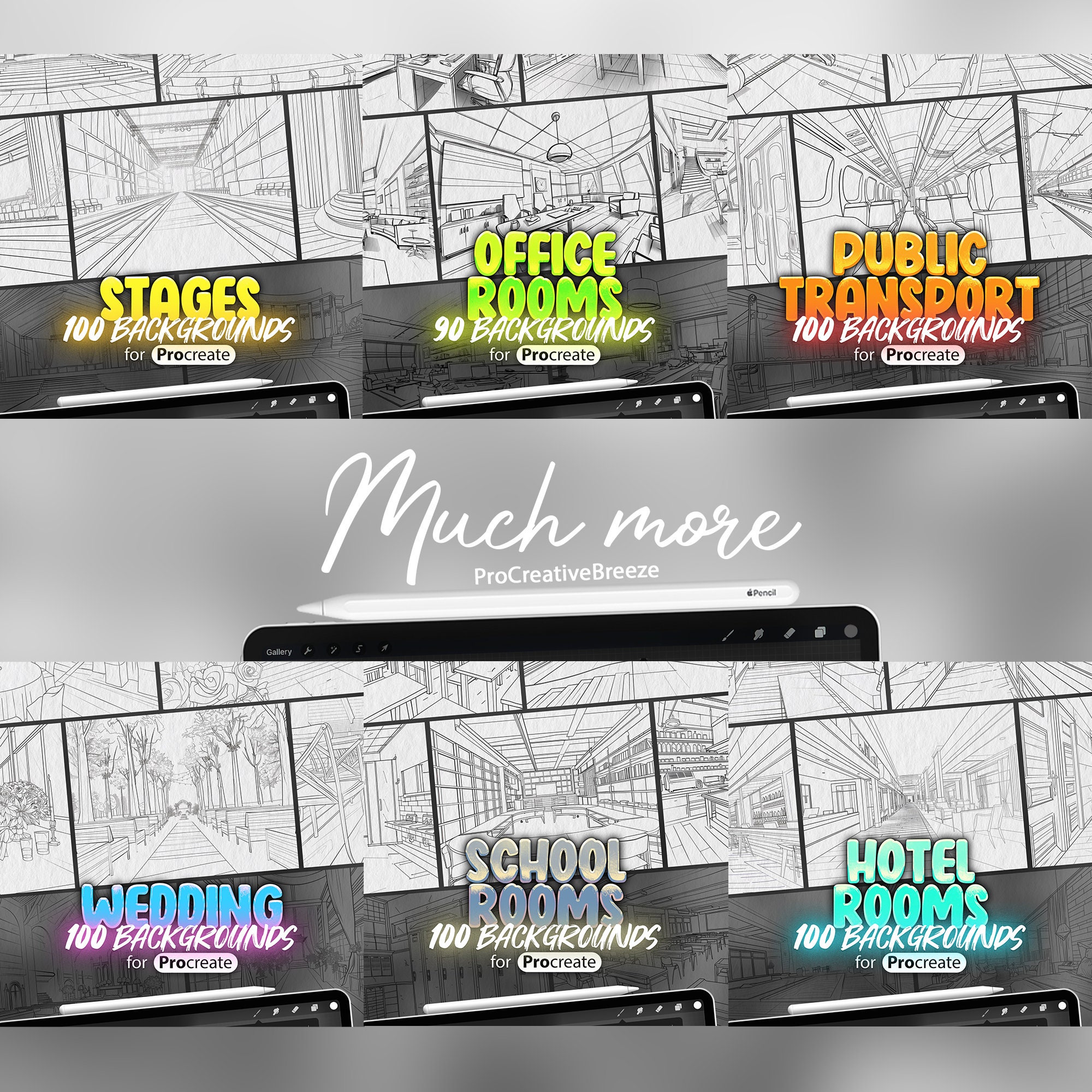 100 Procreate Concert Stages Backgrounds Stamps | Procreate Proscenium ...