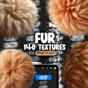 140 Procreate Textures Fur / Pelliccia a pelo corto Procreate Texture Seamless Brushes / Pelliccia a pelo lungo Procreate Brush Texture / Pelliccia lanosa