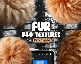 140 Procreate Fur Textures | Short-Haired Fur Procreate Texture Seamless Brushes | Long-Haired Fur Procreate Brush Texture | Woolly Fur