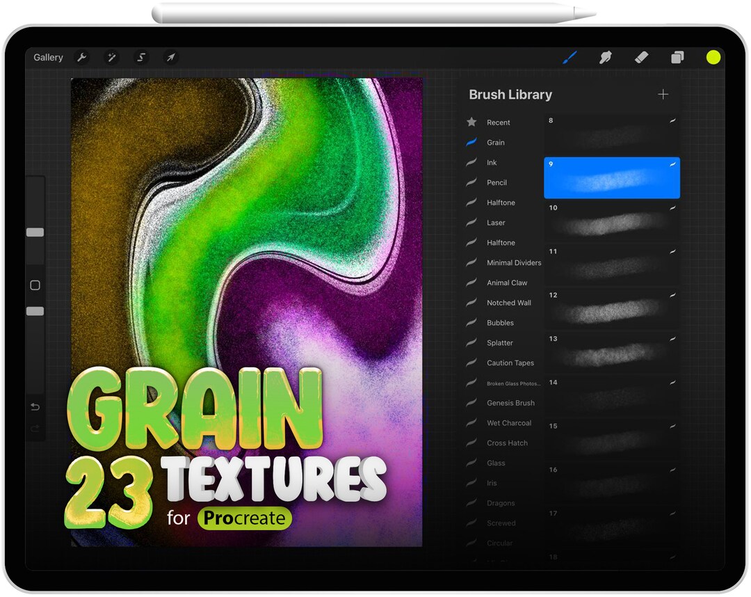23 Procreate Grain Effect Brushes, Procreate Noise Brushes, Procreate