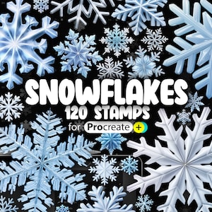 120 Procreate Snowflakes Stamps Brushes | Procreate Winter | Procreate Xmas | Procreate Crystal Snow Flakes