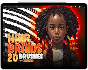 20 Procreate Hair Braids Brushes, Realistic Hair brush, Procreate Curly Hair Brushes, Procreate Afro Hair Brushes, Hairstyle Procreate