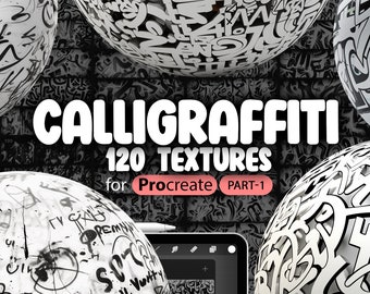 120 Procreate Calligraffiti Textures (Part-1) | Procreate Graffiti Brushes | Procreate Lettering Brush | Procreate Spray Texture Brushes