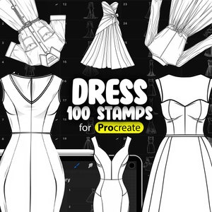 100 Procreate Dresses Stamp Brushes | Procreate Clothing Stamp Brushes | Procreate Fashion Stamps | Procreate Evening Dresses Stamp Brushes