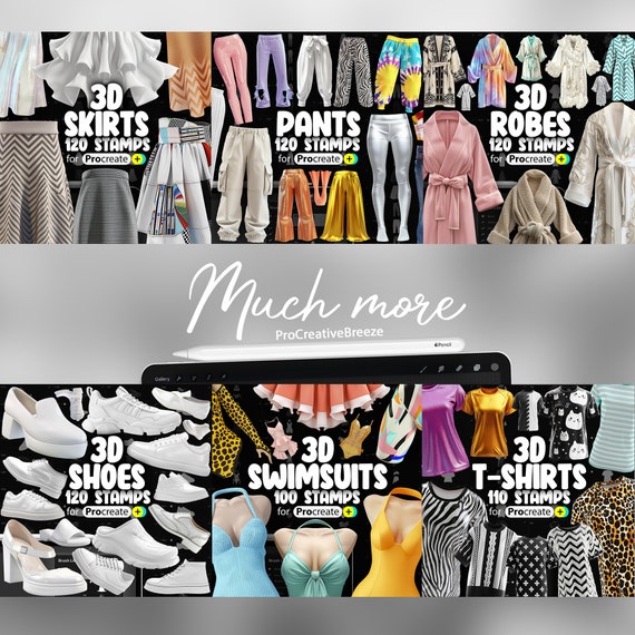 100 Procreate 3D Shoes Stamp Brushes | Procreate Boots Stamps | Procreate Sneakers Stamps