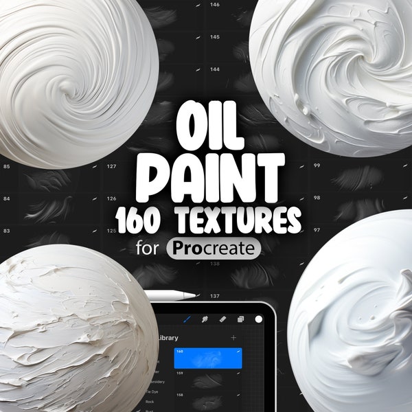 160 Procreate Oil Paint Textures | Realistic Oil Paint Effect Procreate Texture Seamless Brushes | Oil Acrylic Brushes for Procreate