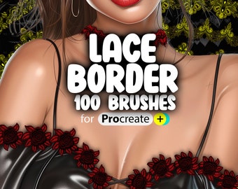 100 pinceaux de bordure en dentelle Procreate | Procreate brosses de finition en dentelle | Motif dentelle procréer | Brosse pour bordures en dentelle Procreate | Brosse à rayures en dentelle