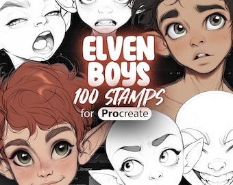 110 Procreate Elven Boys Princes Stamps | Fairy Elf Stamps for Procreate | Procreate Cute Chibi Elves Stamps