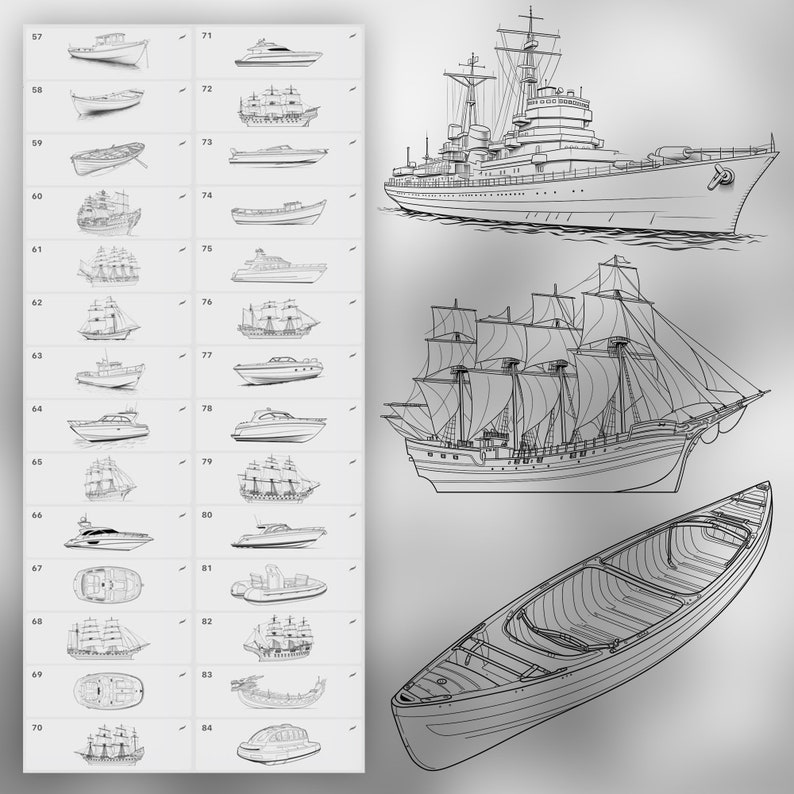 100 Procreate Watercraft Stamp Brushes | Procreate Ships Stamp Brushes ...