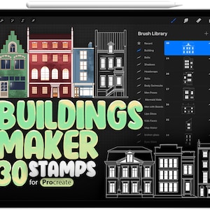 30 Building Maker Brush for Procreate, Street Builder Stamps for Procreate, City Maker for Procreate, Architecture Brush, Amsterdam Homes