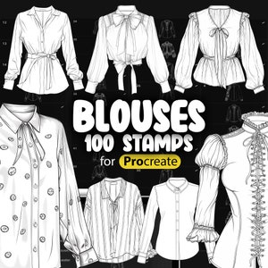 100 Procreate Blouses Stamp Brushes | Procreate Clothes Stamp Brushes | Procreate Clothing Stamp Brushes | Procreate Fashion Brushes