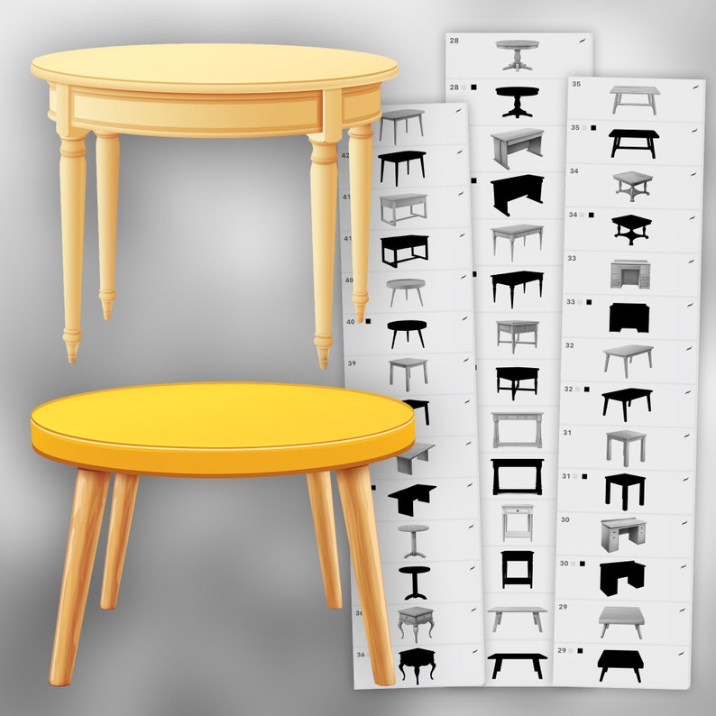 100 Procreate Tables Stamp Brushes | Procreate Furniture Stamp Brushes ...