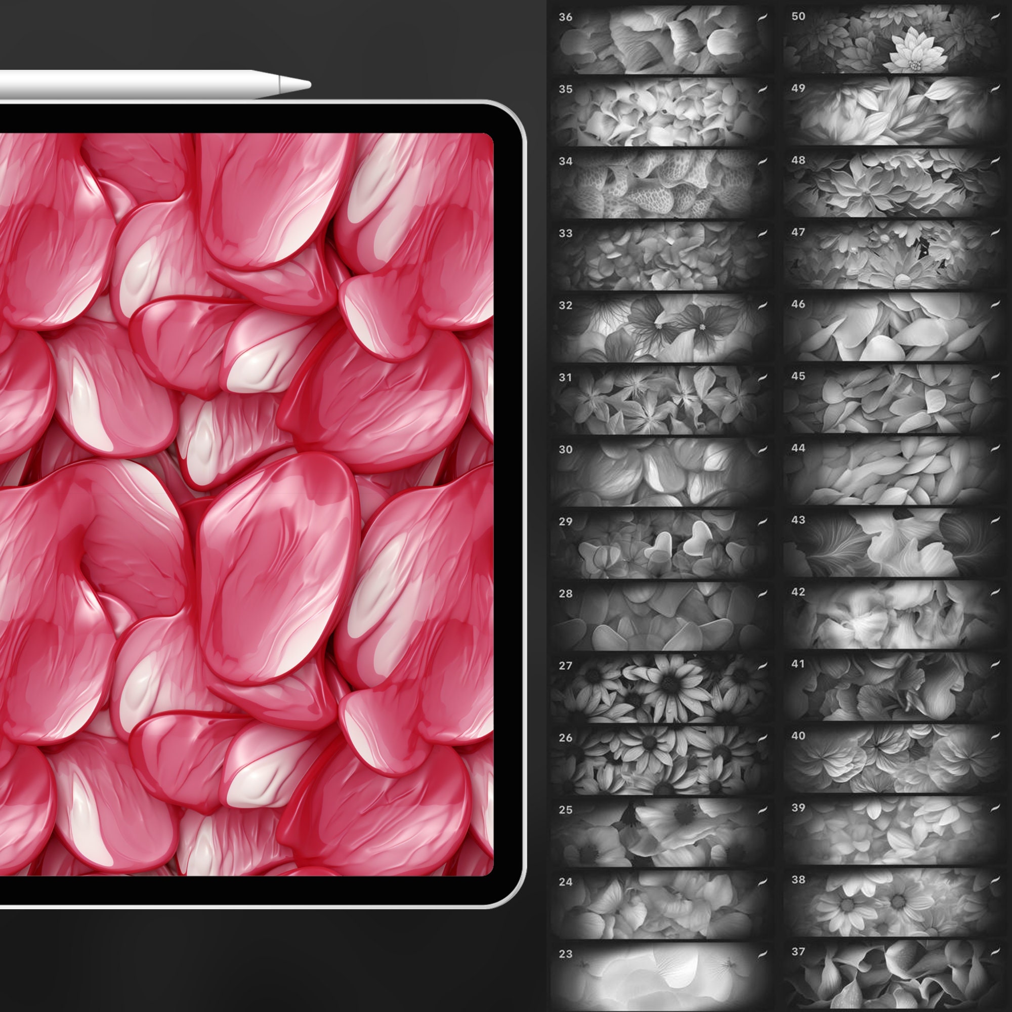 130 Procreate Flower Petal Textures | Flower Procreate Texture Seamless ...
