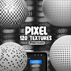 130 texturas de píxeles de Procreate / Texturas de píxeles Bloom de Procreate / Pinceles sin costuras / Texturas de ruido de Perlin de Procreate / Tablero de ajedrez de Procreate