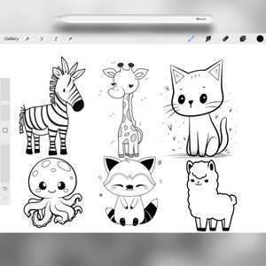 100 Procreate Cute Animal Stamps | Procreate Animal Illustration ...