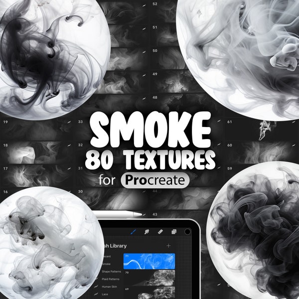 80 Procreate Smoke Textures | Realistic Smoke Procreate Seamless Brushes | Procreate Smoke Effect Brush | Smoke Procreate Patterns