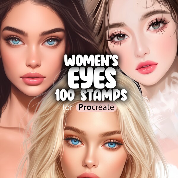 100 Procreate Women's Eyes Stamp Brushes | Procreate Girl Eyes | Procreate Female Eyes | Procreate Eye Drawing | Procreate Face Expression